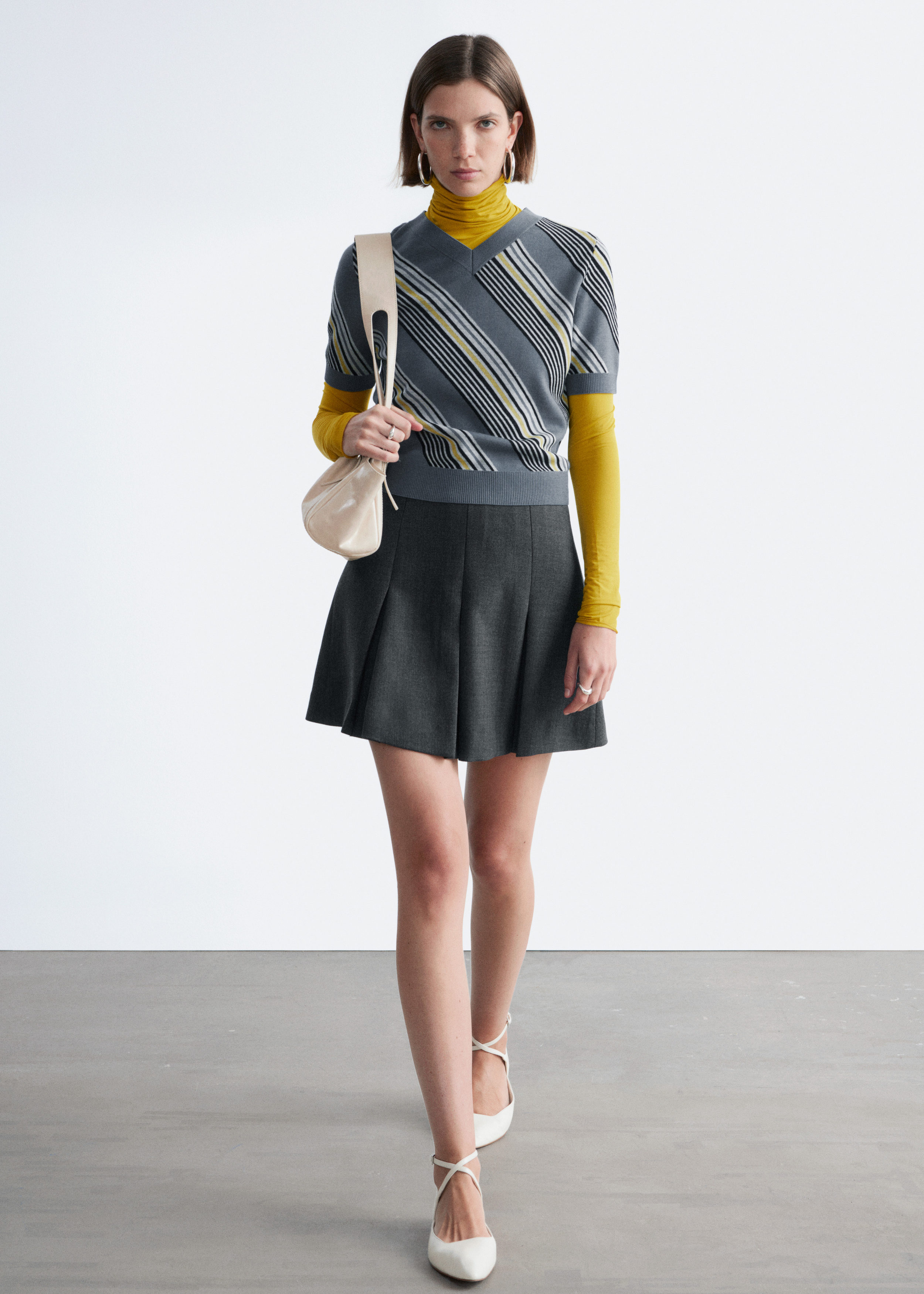 & Other Stories PLEATED WOOL MINI SKIRT