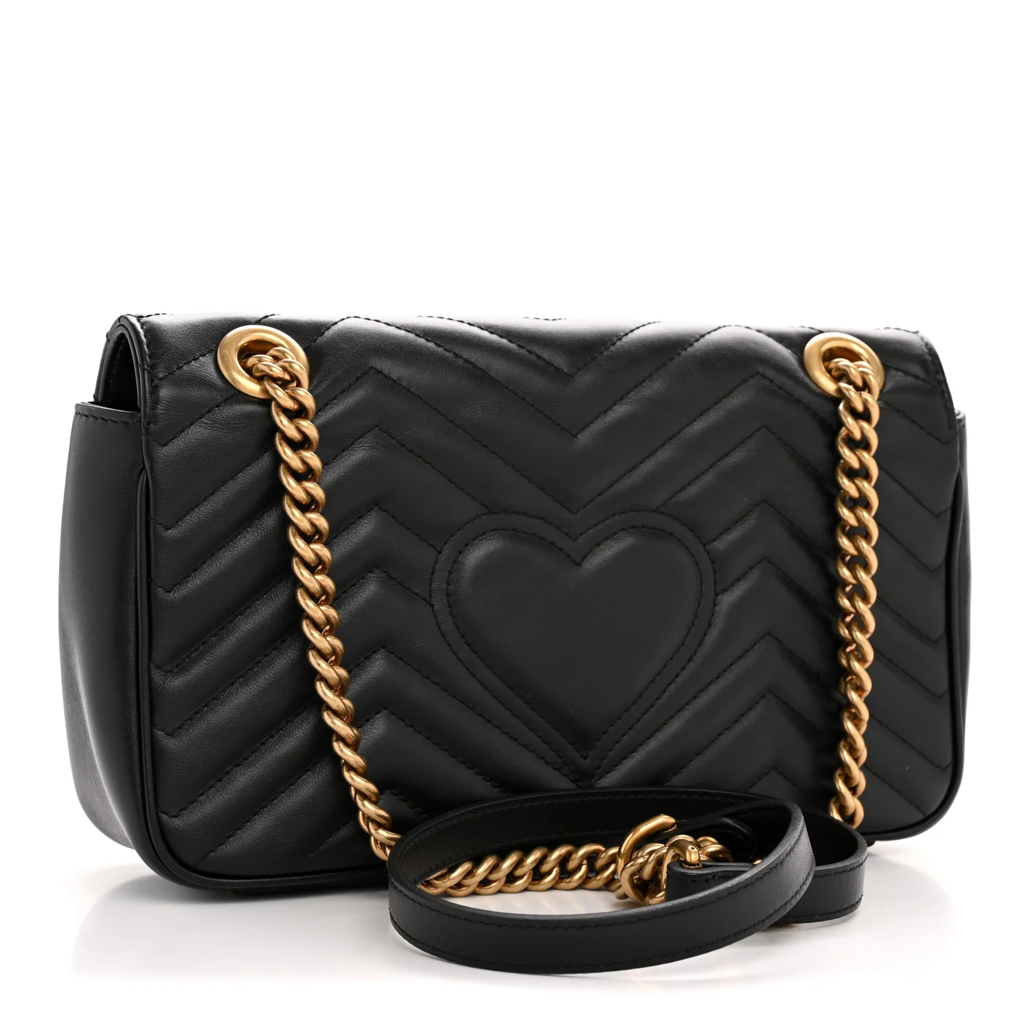 Calfskin Matelasse Small GG Marmont Shoulder Bag Black - Top Club