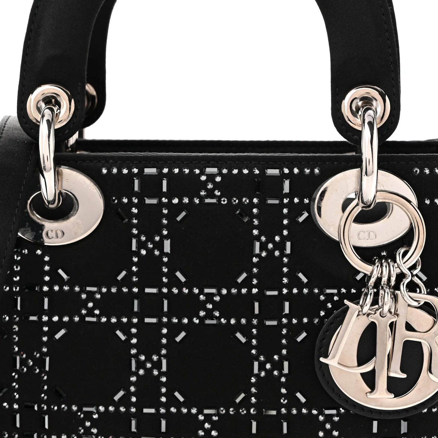 Satin Crystal Cannage Mini Lady Dior Black - Top Club
