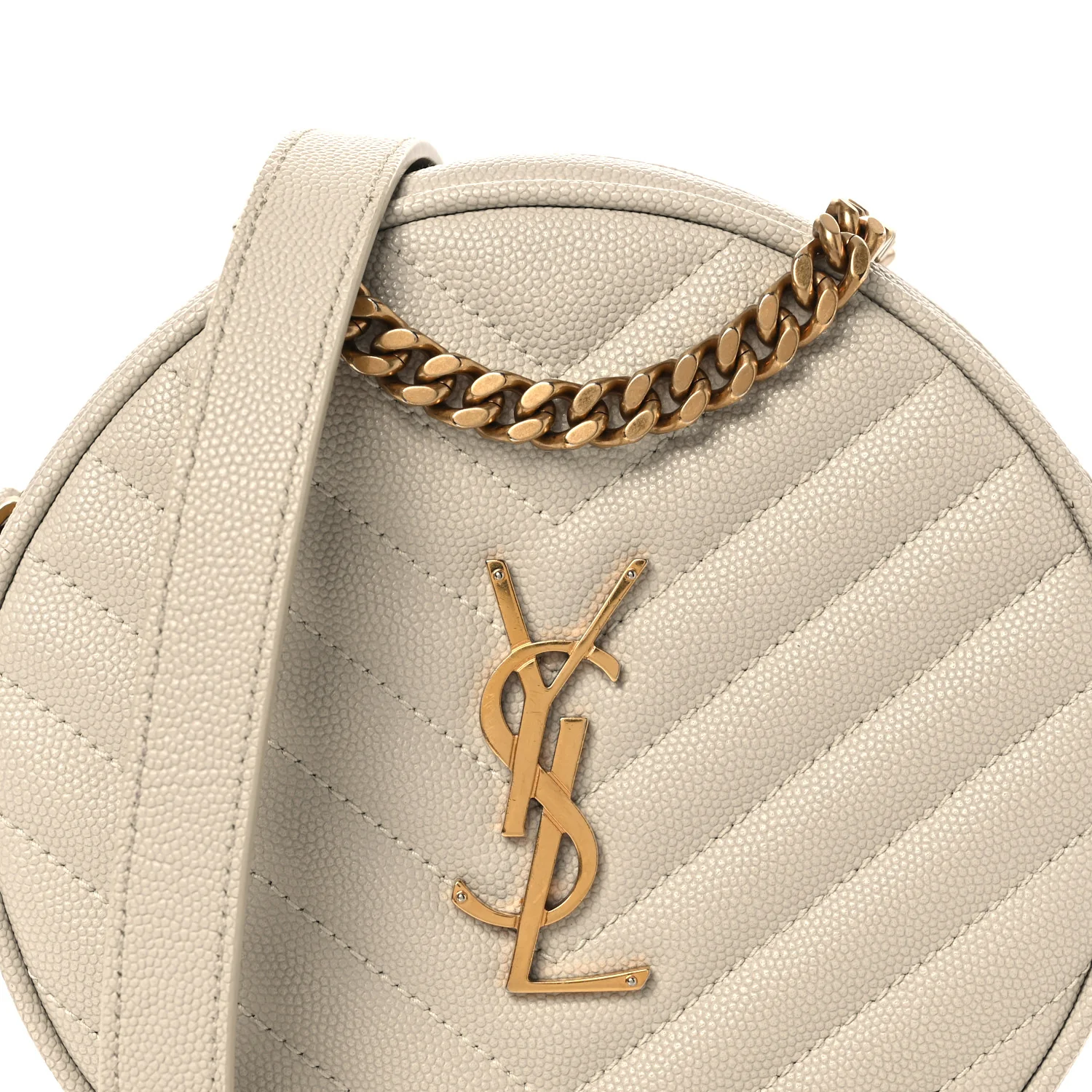 Grain De Poudre Matelasse Chevron Quilted Round Vinyle Camera Bag Crema Soft - Top Club