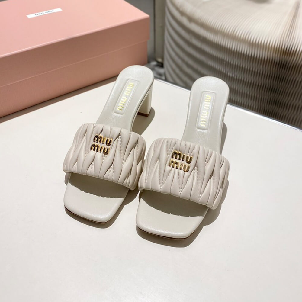 MiuMiu Matelass?? nappa leather slides - Top Club