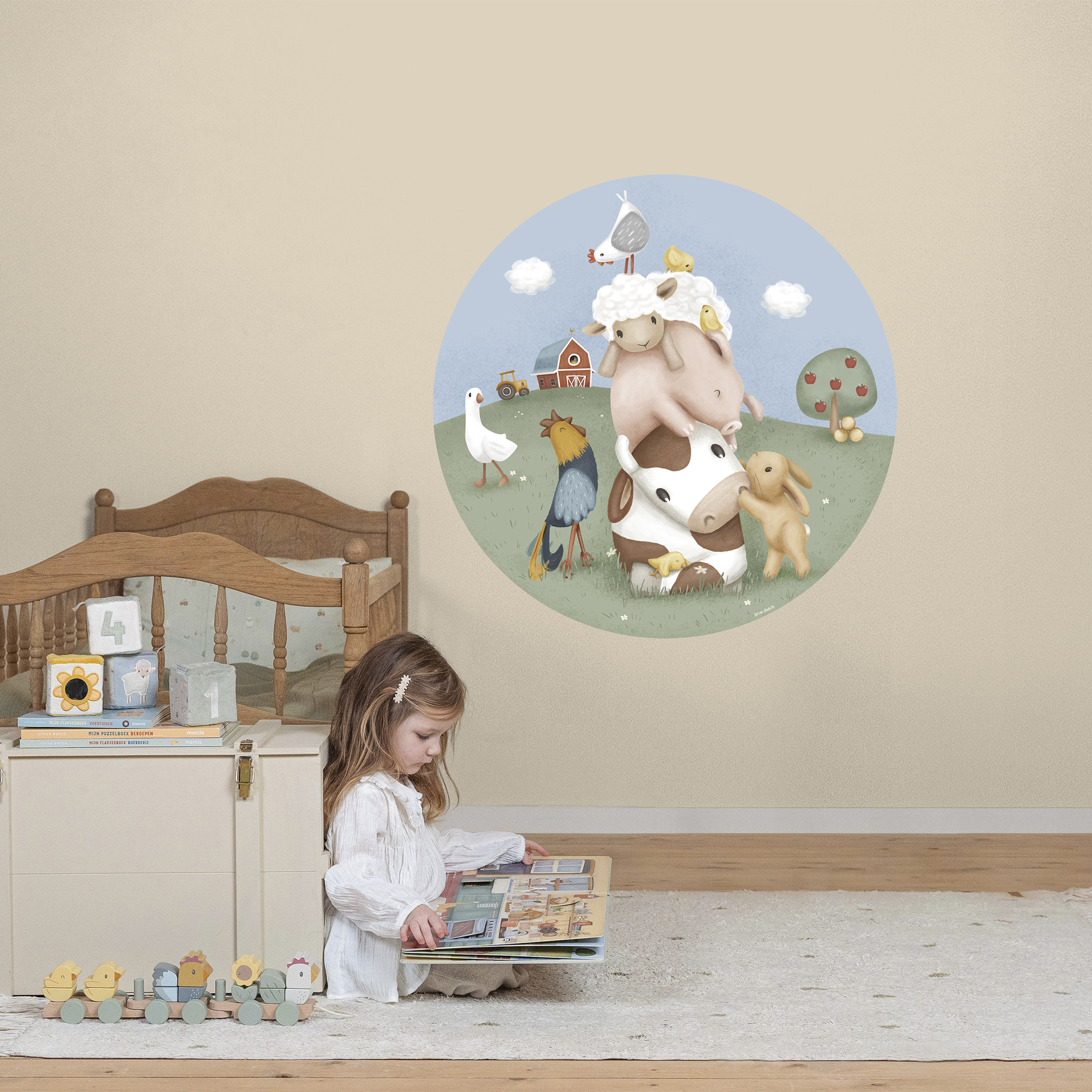 Behangcirkel little farm Ø100 cm