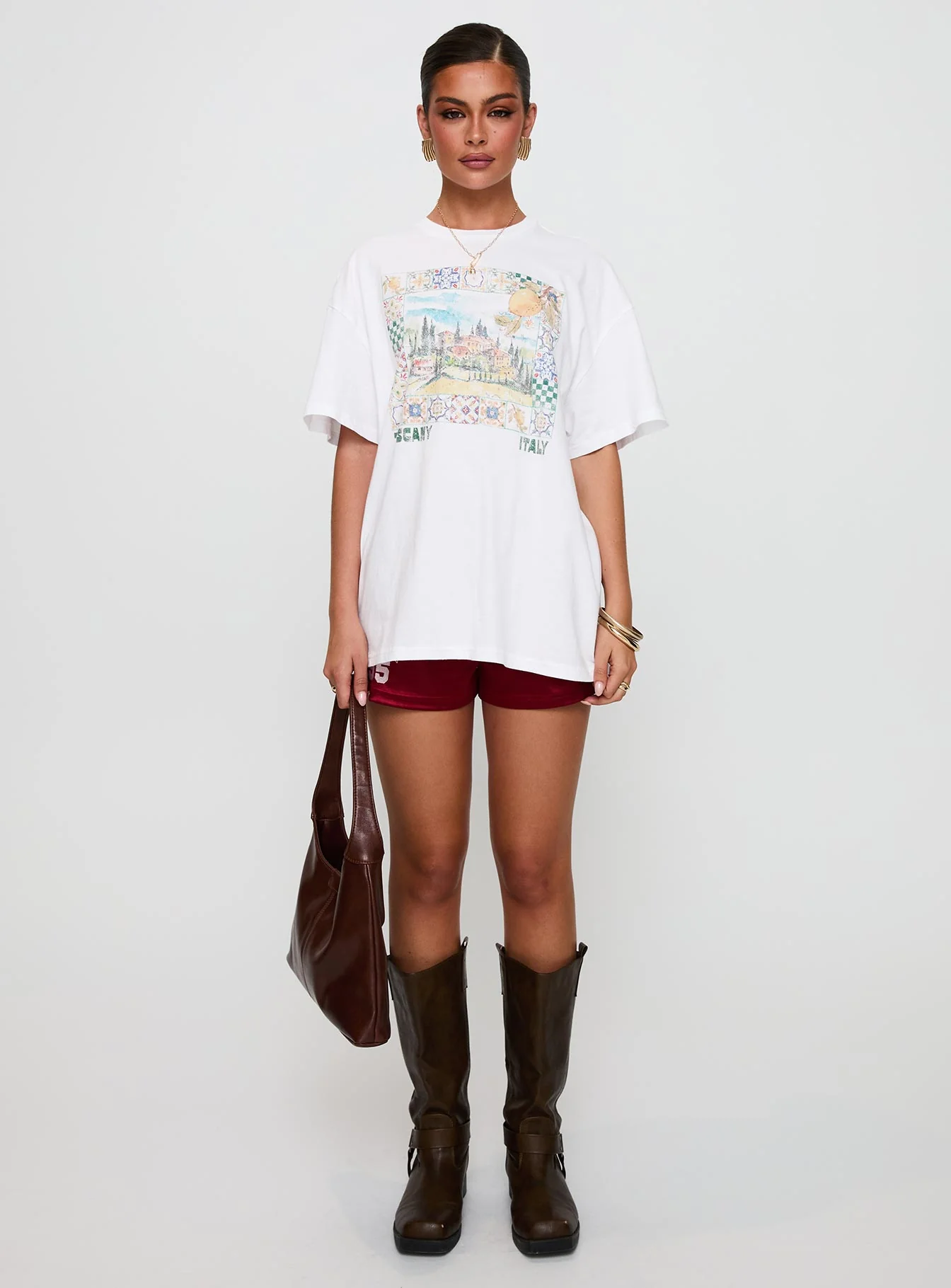 Love From Tuscany Oversized Graphic Top White