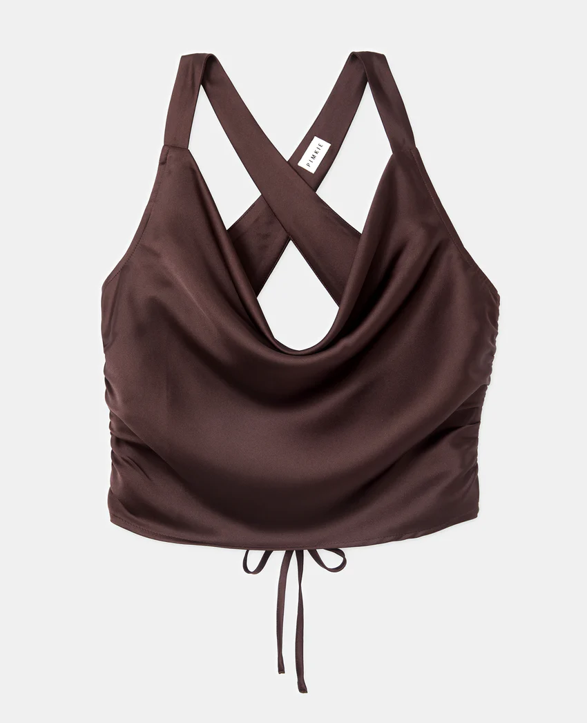 Pimkie Top en satin col bénitier bretelles croisées dos