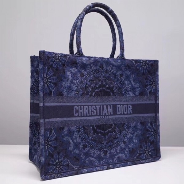 D Book Tote Bag In Blue KaleiDscopic Canvas - Top Club