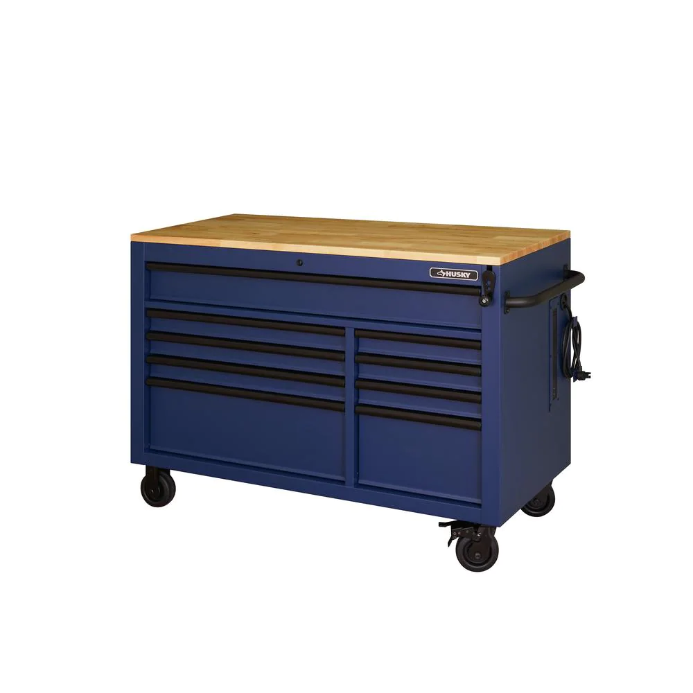 Do you think you have 52. 9-DRAWER MOBILE WORKBENCH WITH ADJUSTABLE-HEIGHT SOLID WOOD TOP IN MATTE BLUE