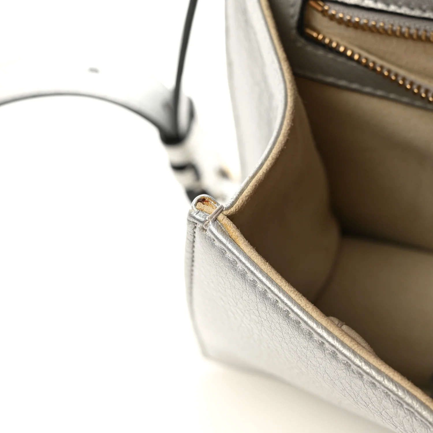 Metallic Grained Calfskin Diorama Wallet on Chain Pouch Silver - Top Club