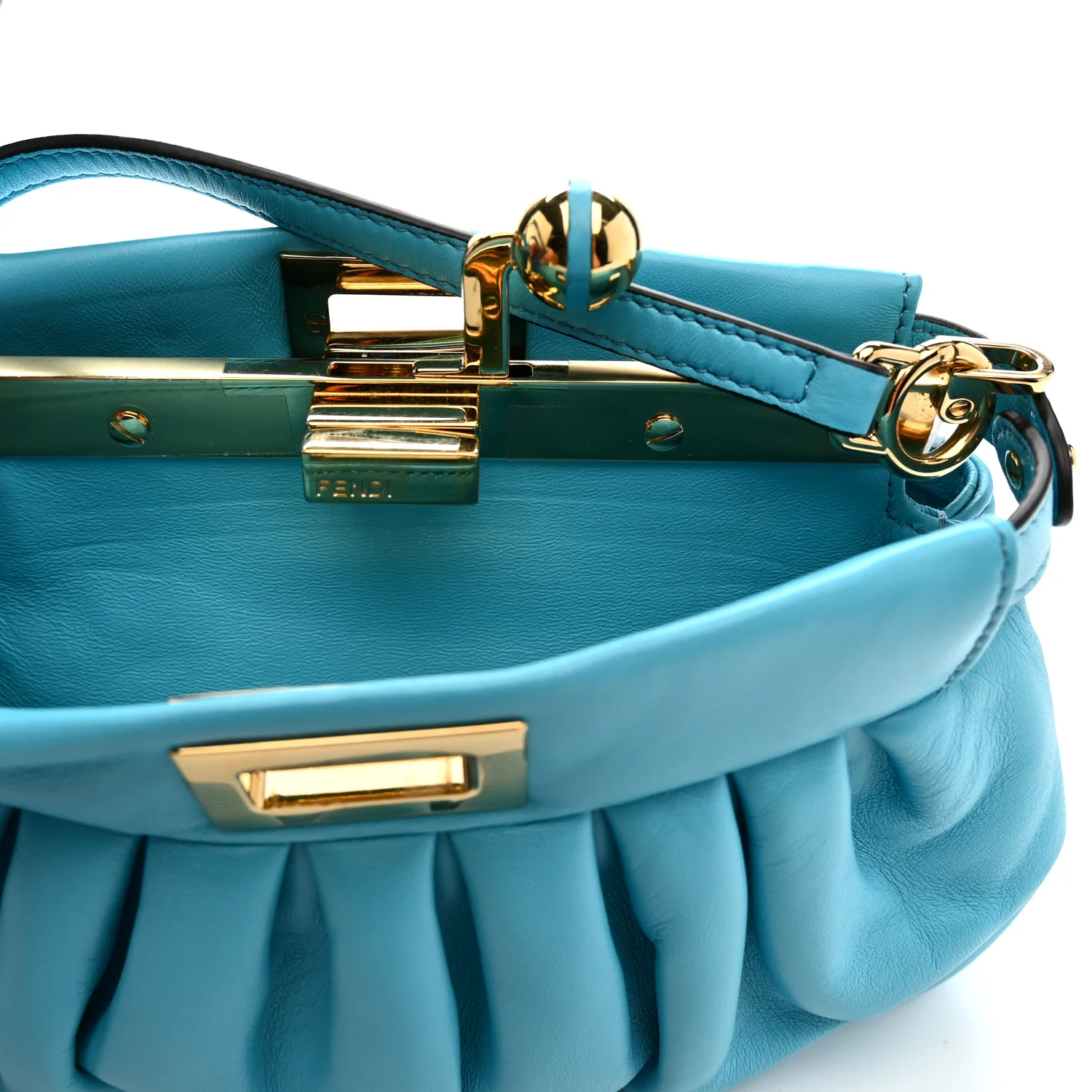 Shiny Nappa Small Peekaboo Click Bag Pool - Top Club