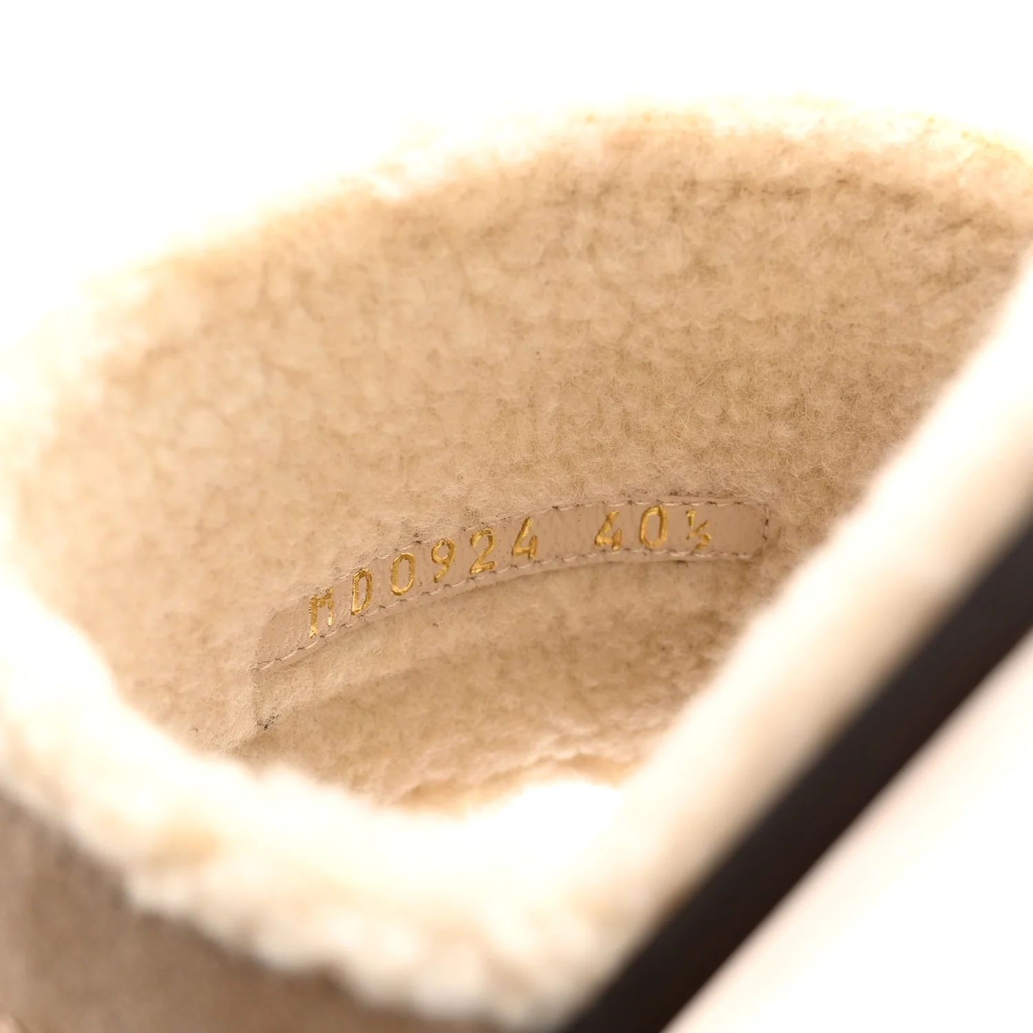Suede Goatskin Shearling Embroidered Dway Slide Sandals 40.5 Cookie - Top Club