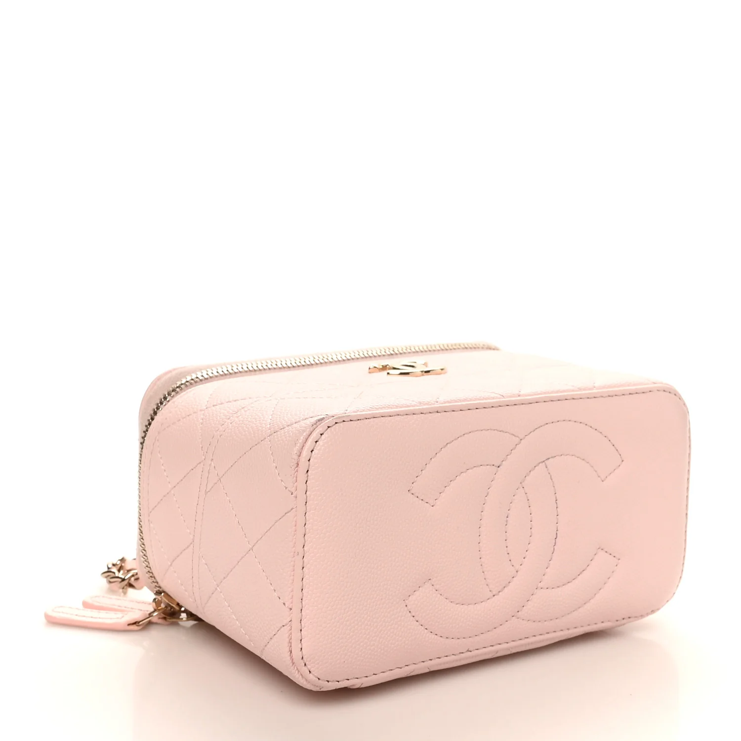 Caviar Quilted Top Handle Vanity With Chain Light Pink - Top Club