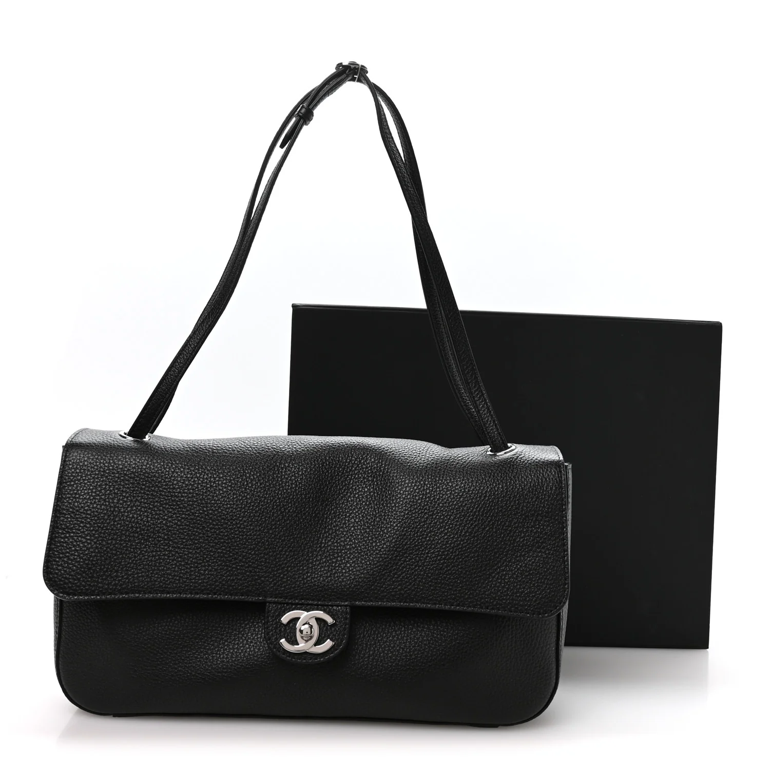 Grained Calfskin Small Souplissimo Maxi Flap Black - Top Club