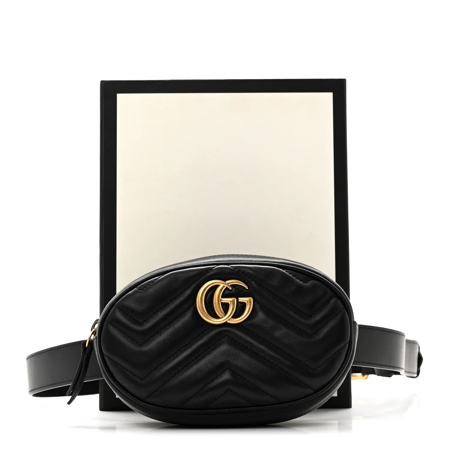 Calfskin Matelasse GG Marmont Belt Bag 85 34 Black - Top Club