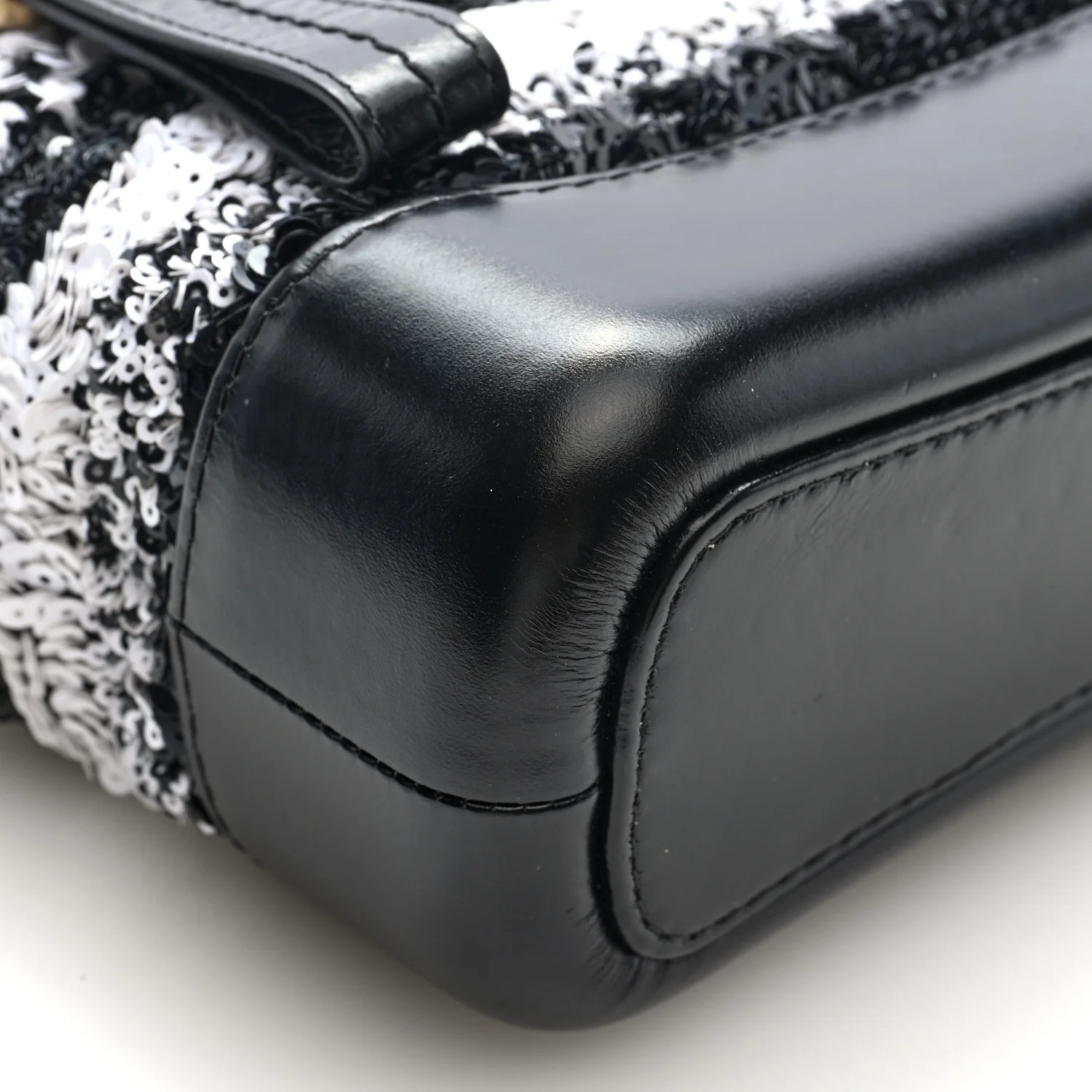 Sequin Calfskin Small Gabrielle Hobo Black White - Top Club