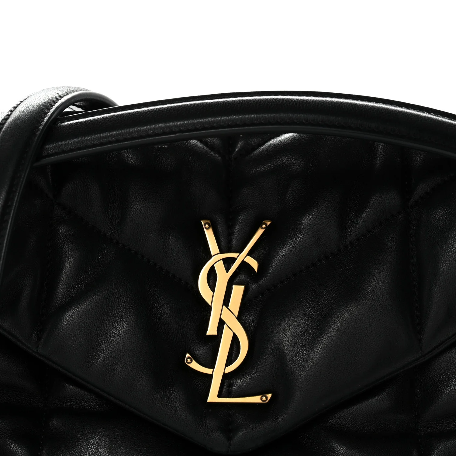 Lambskin Quilted Small Loulou Puffer Monogram Chain Satchel Black - Top Club