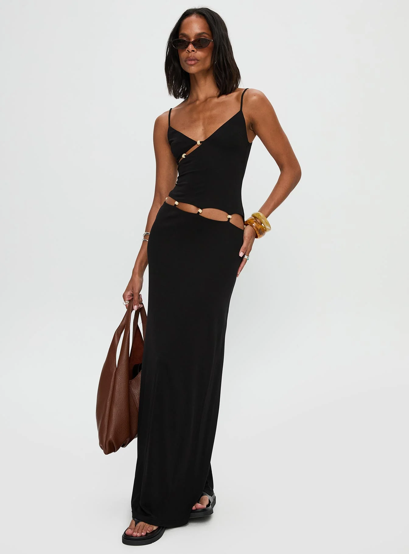 Allspice Beaded Maxi Dress Black