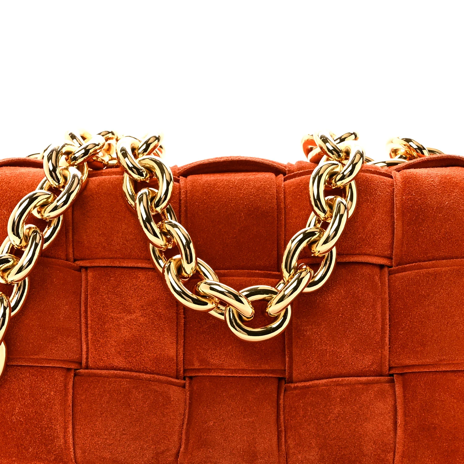 Suede Maxi Intrecciato Padded Chain Cassette Crossbody Bag Maple - Top Club