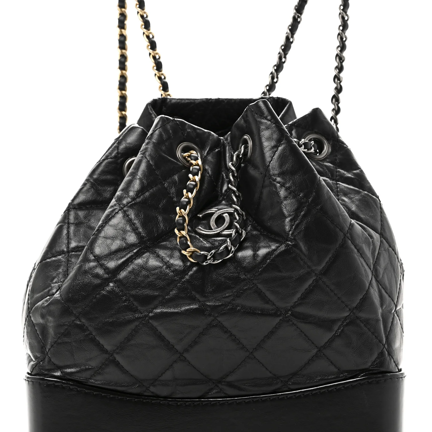 Aged Calfskin Quilted Small Gabrielle Backpack Black - Top Club