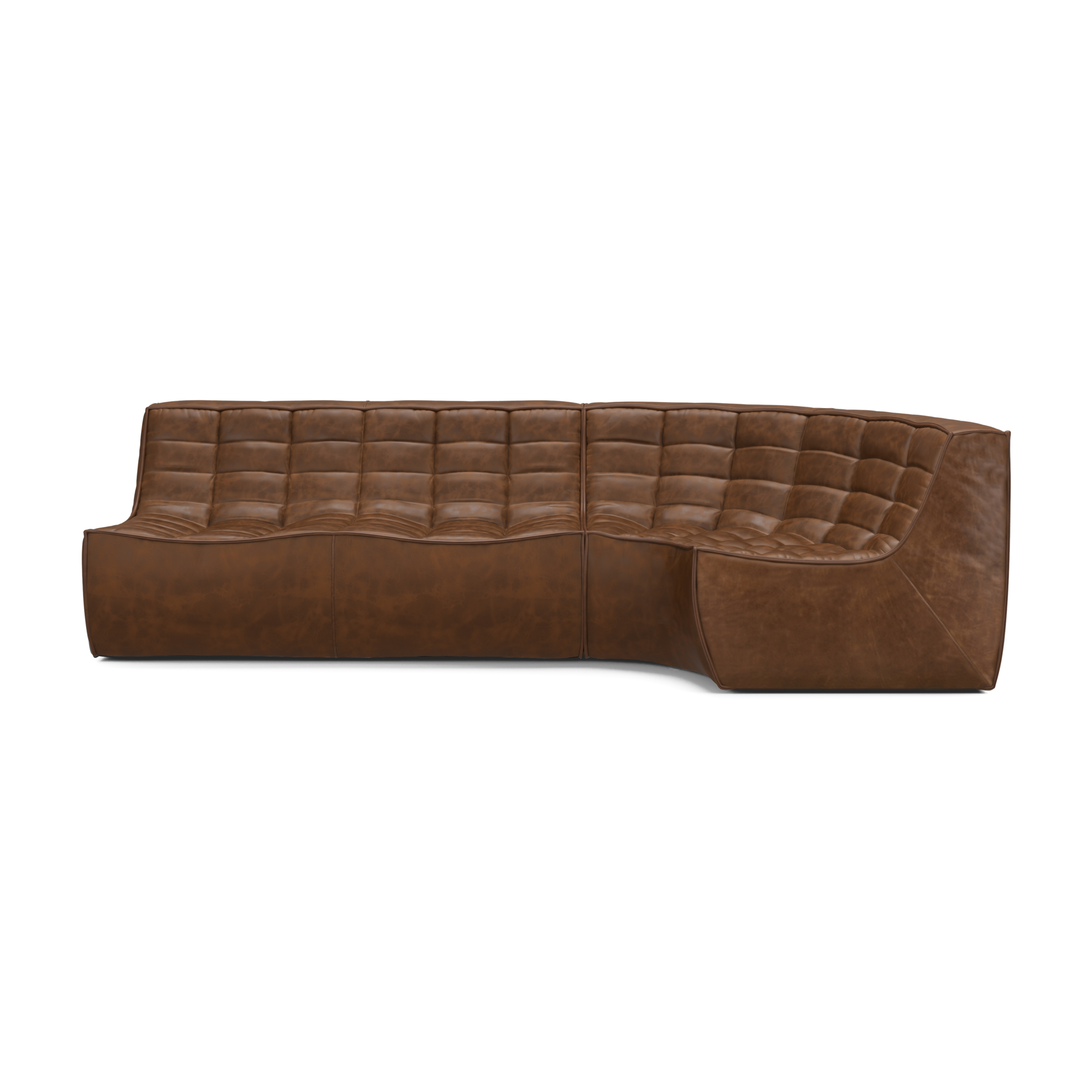 Modulaire bank N701 chestnut set 2 seat 90° ronde hoek
