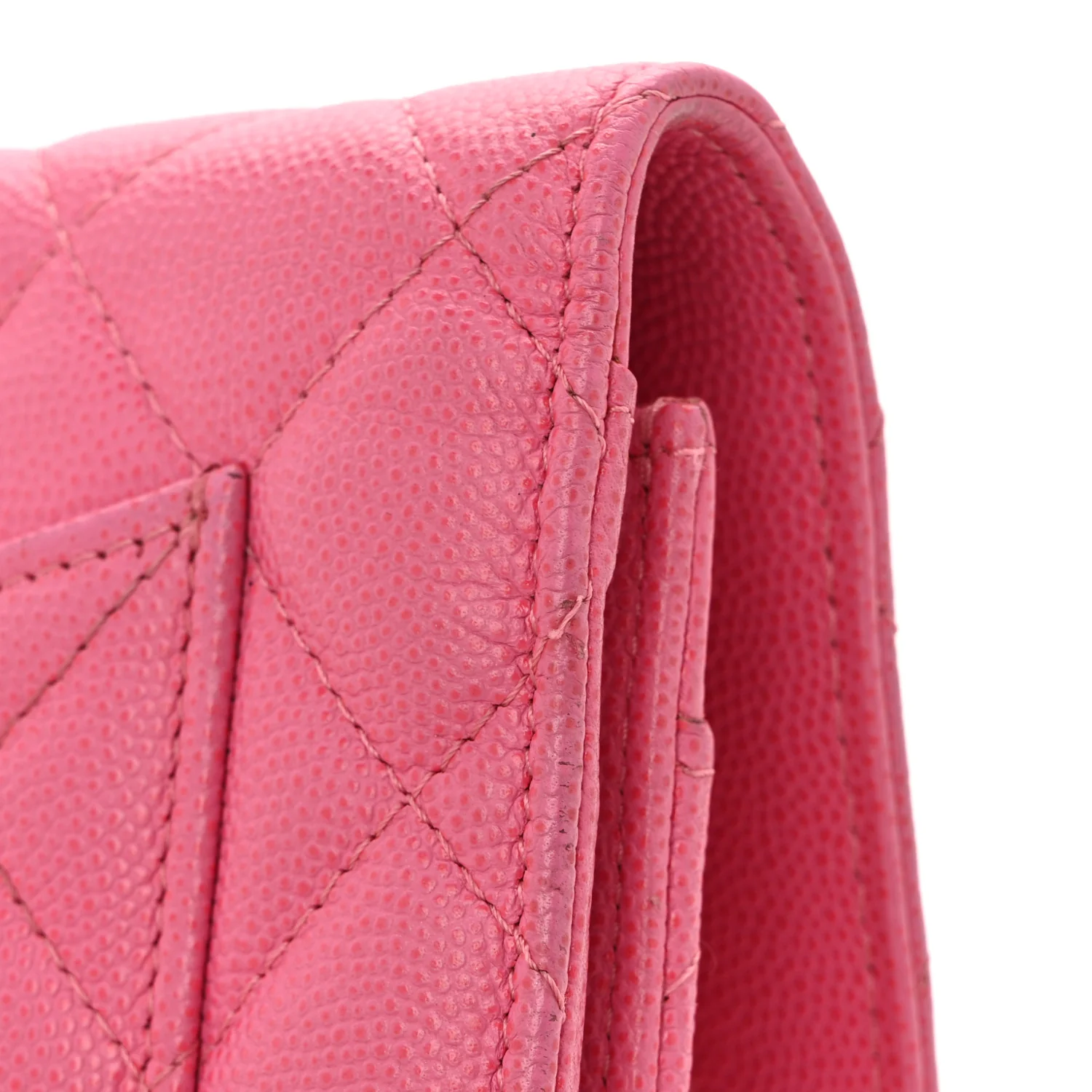 Caviar Quilted Wallet on Chain WOC Pink - Top Club