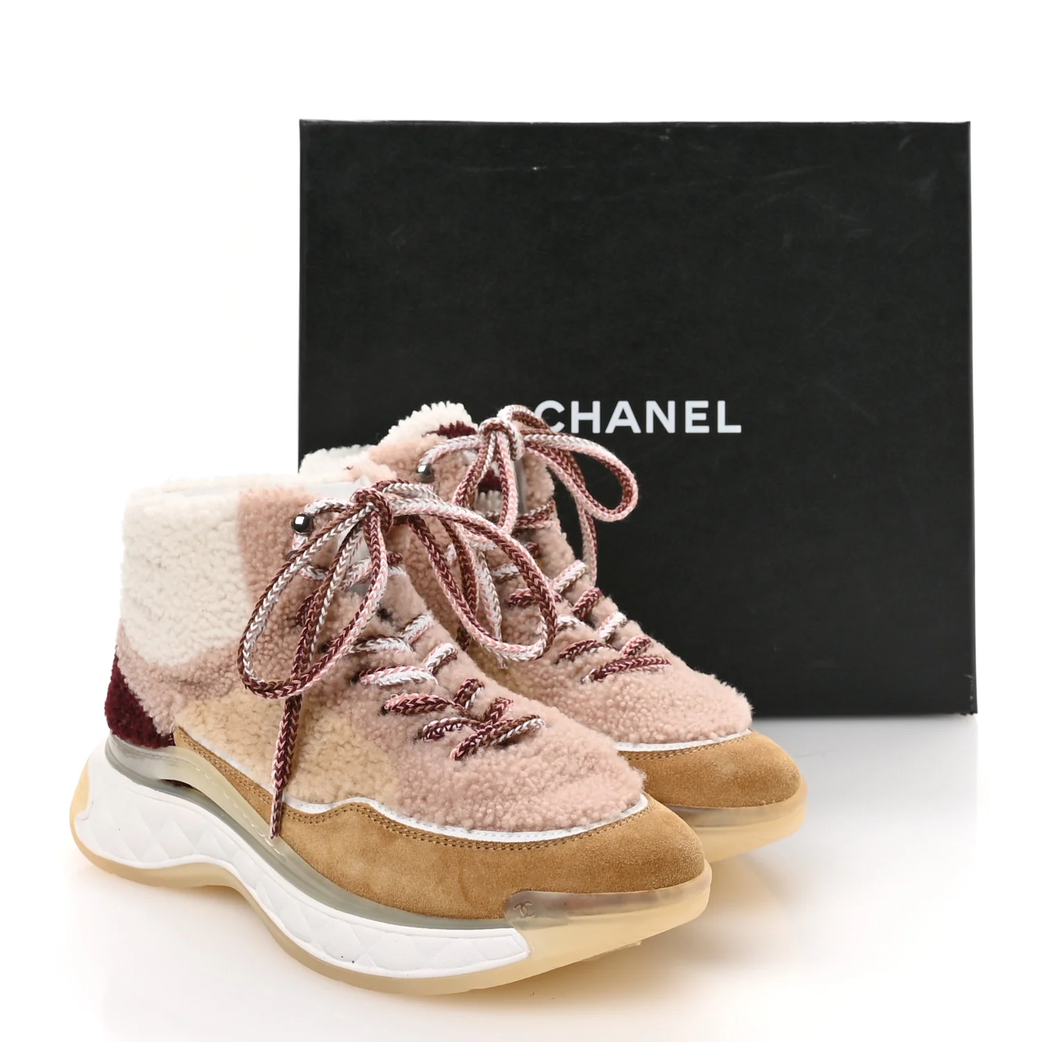 Shearling Suede CC High Top Sneakers 40 White Pink - Top Club