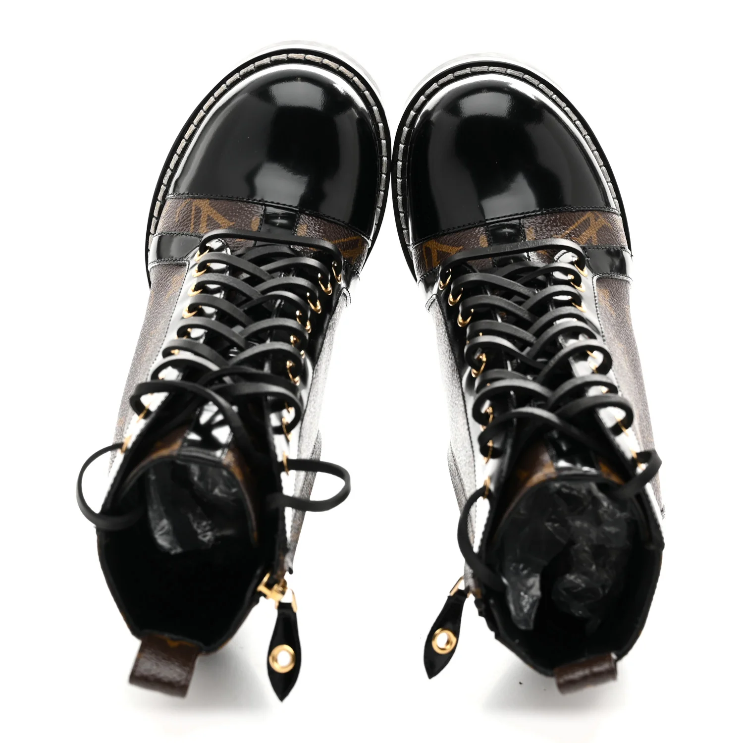 Patent Calfskin Monogram Star Trail Ankle Boots 38 Black