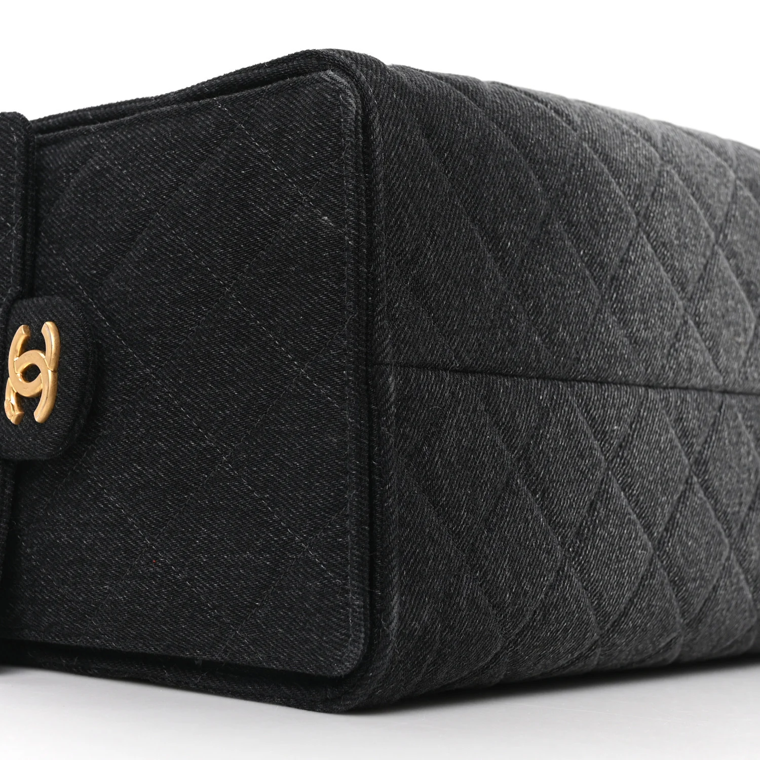 Washed Denim Quilted Medium Chanel 25 Handbag Black - Top Club