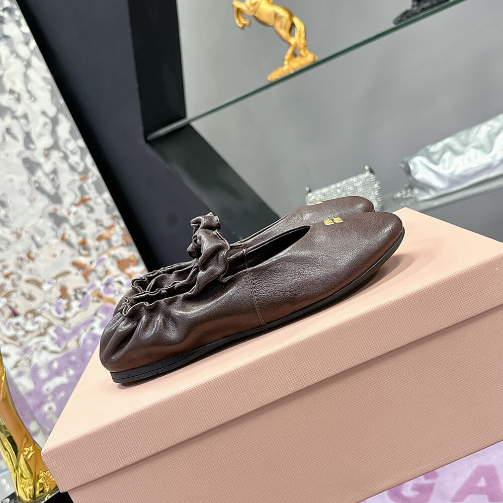 MIUMIU Ruches Nappa Leather ballet flats - Top Club