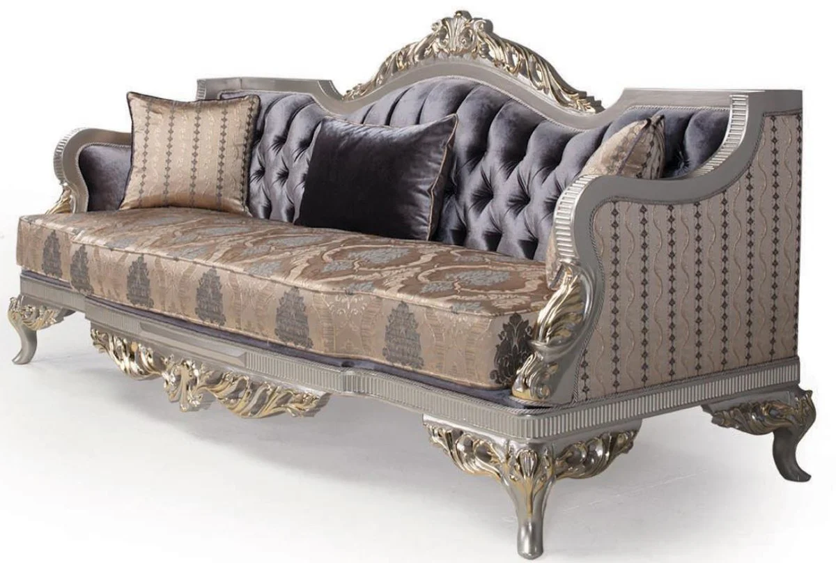 Luxury Baroque Living Room Set Purple / Beige / Silver / Gold - 2 Sofas & 2 Armchairs & 1 Coffee Table - Living Room Furniture in Baroque Style - Noble & Magnificent
