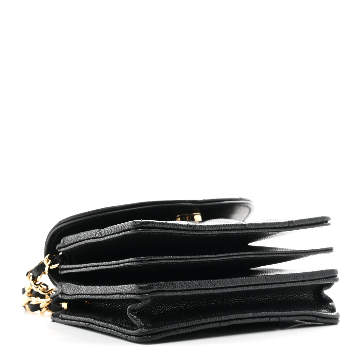 Caviar Quilted Clutch With Chain Black - Top Club