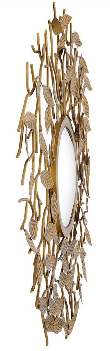 Luxury mirror vintage brass color Ø 130 cm - Round convex wall mirror - Luxury furniture - Luxury collection