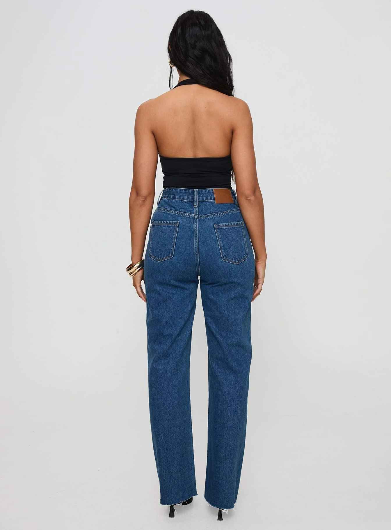 Kalinda High Rise Straight Leg Jeans Mid Blue