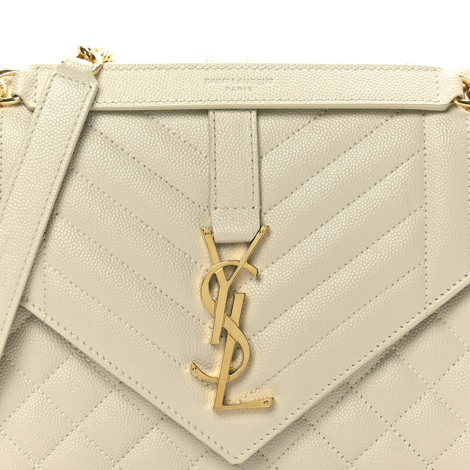 Grain De Poudre Textured Mixed Matelasse Medium Triquilt Monogram Satchel Crema Soft - Top Club