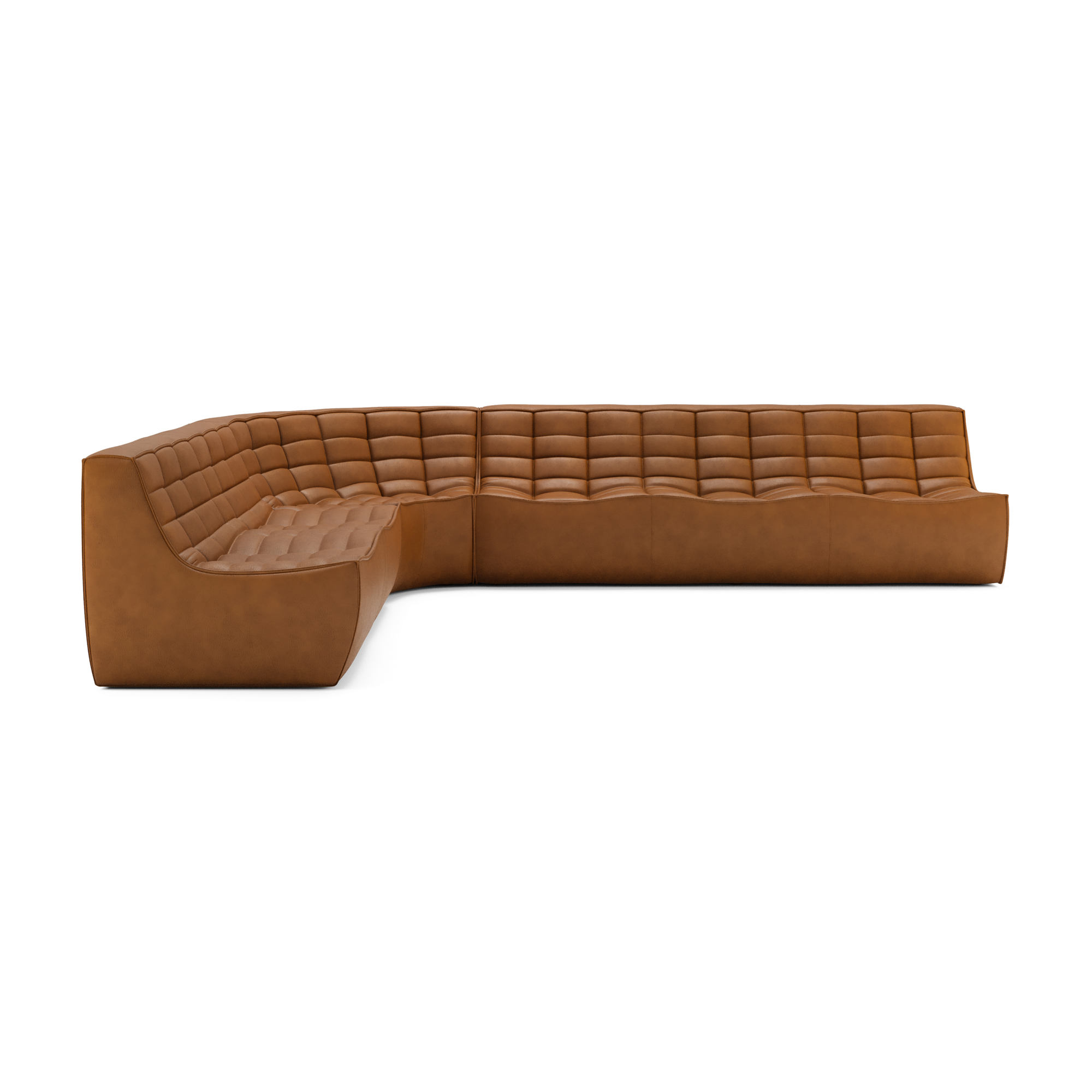 Modulaire bank N701 old saddle 2+3 seat, 90° ronde hoek