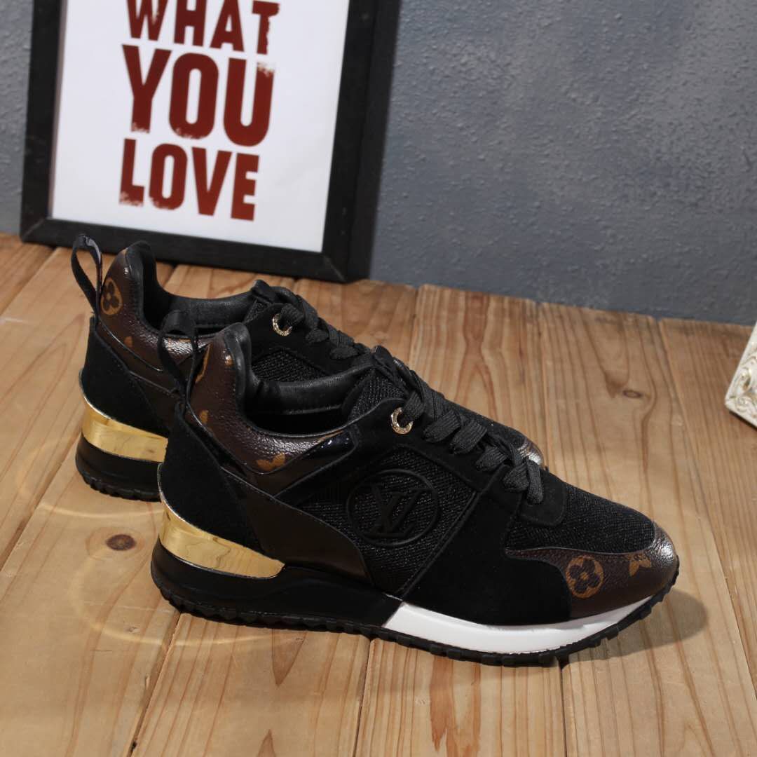 Louis Vuitton Women's Fashion Sneakers With Gold Accents And Signature Patterns - Sneaker Replica Workshop
