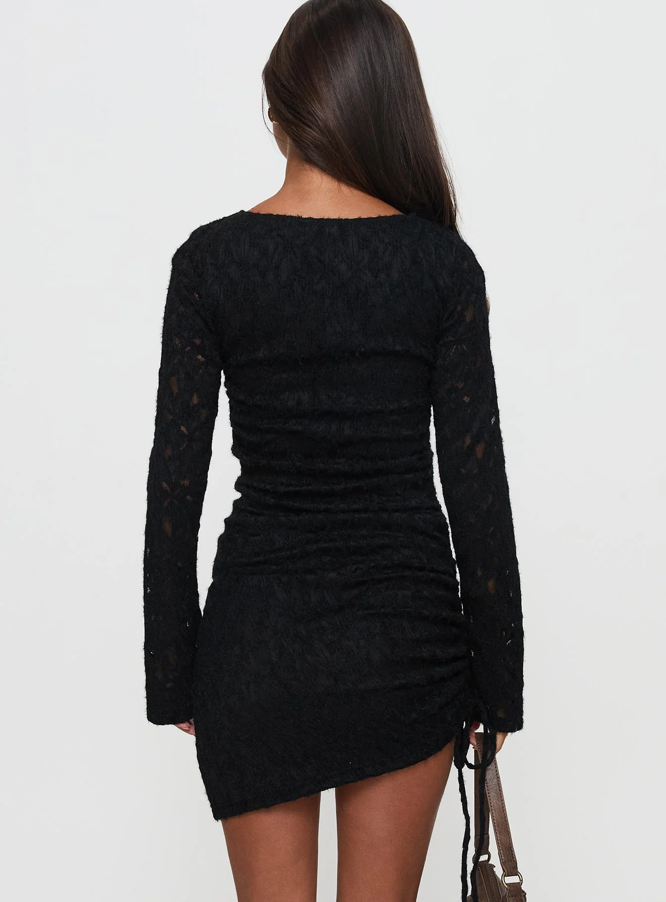 Que Sera Long Sleeve Mini Dress Black