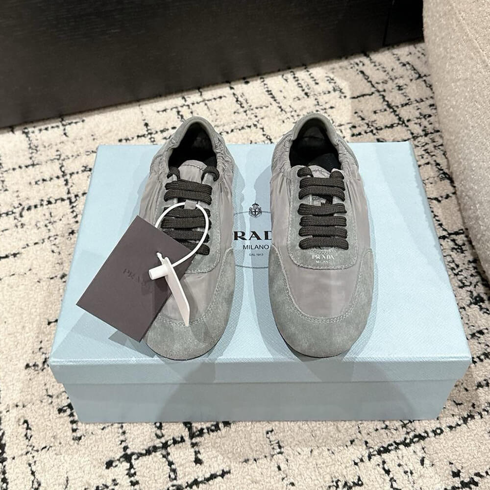 PRADA Collapse Re-Nylon and suede elasticized sneakers - Top Club