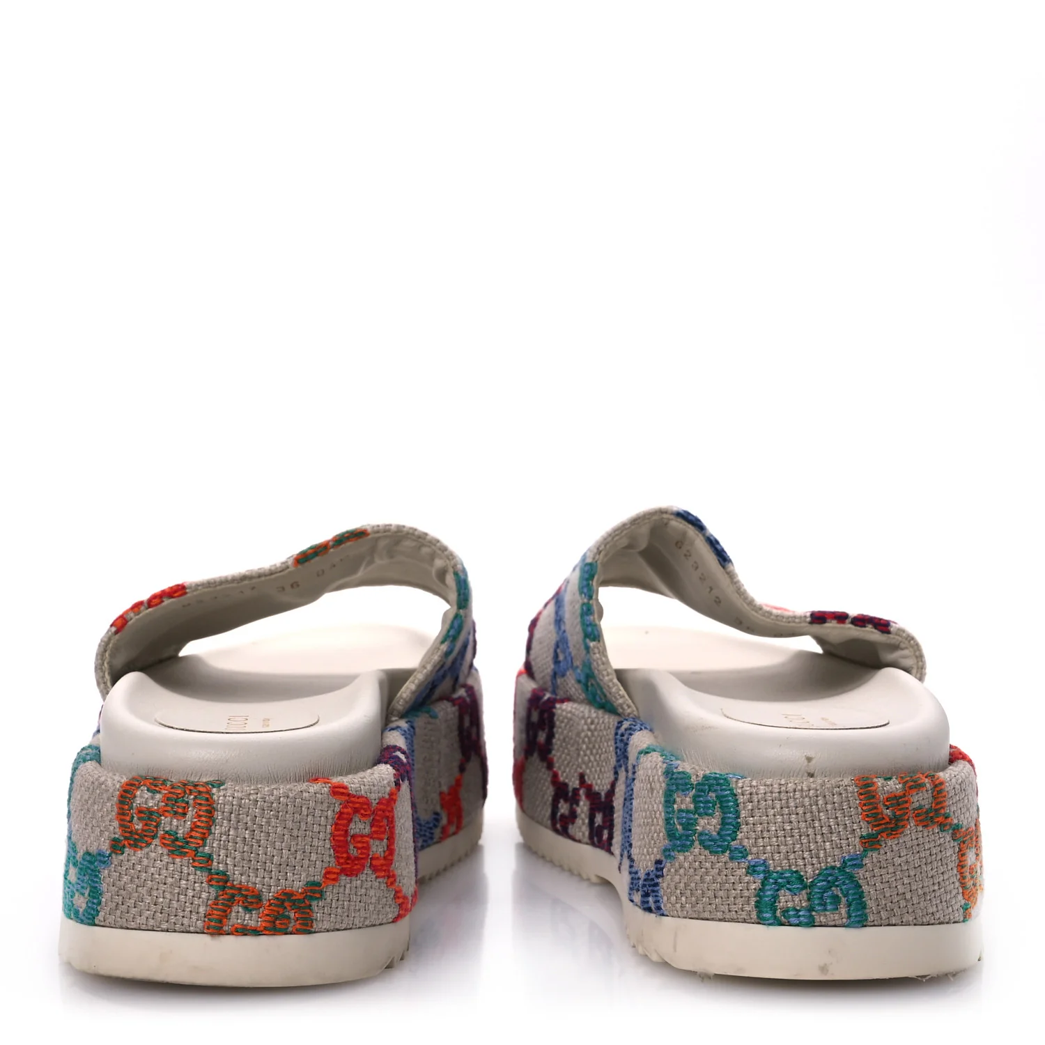Linen Psychedelic Mini GG Monogram Angelina Platform 55mm Slide Sandals 36 Multicolor - Top Club