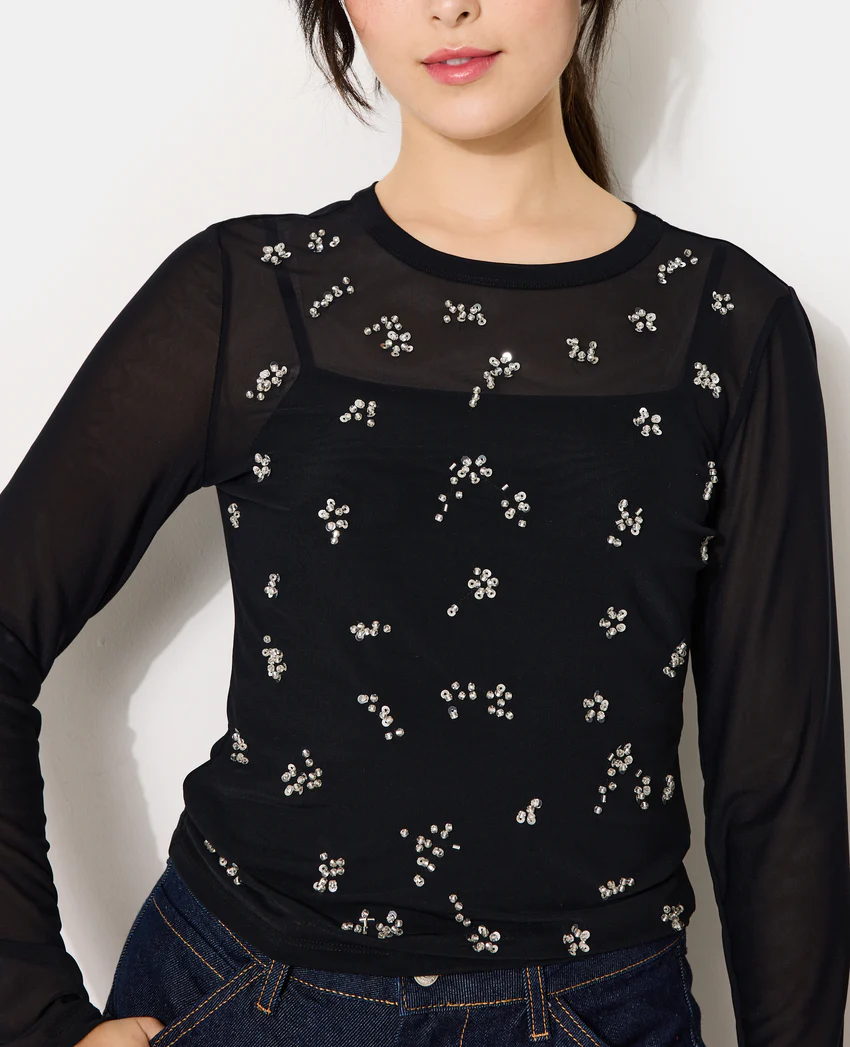 Pimkie Top en résille avec perles et sequins