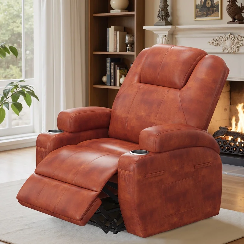Lacoo Power Lift Electric Massage Recliner Chair Oversized Single Sofa with Cup Holder for Elderly, Black