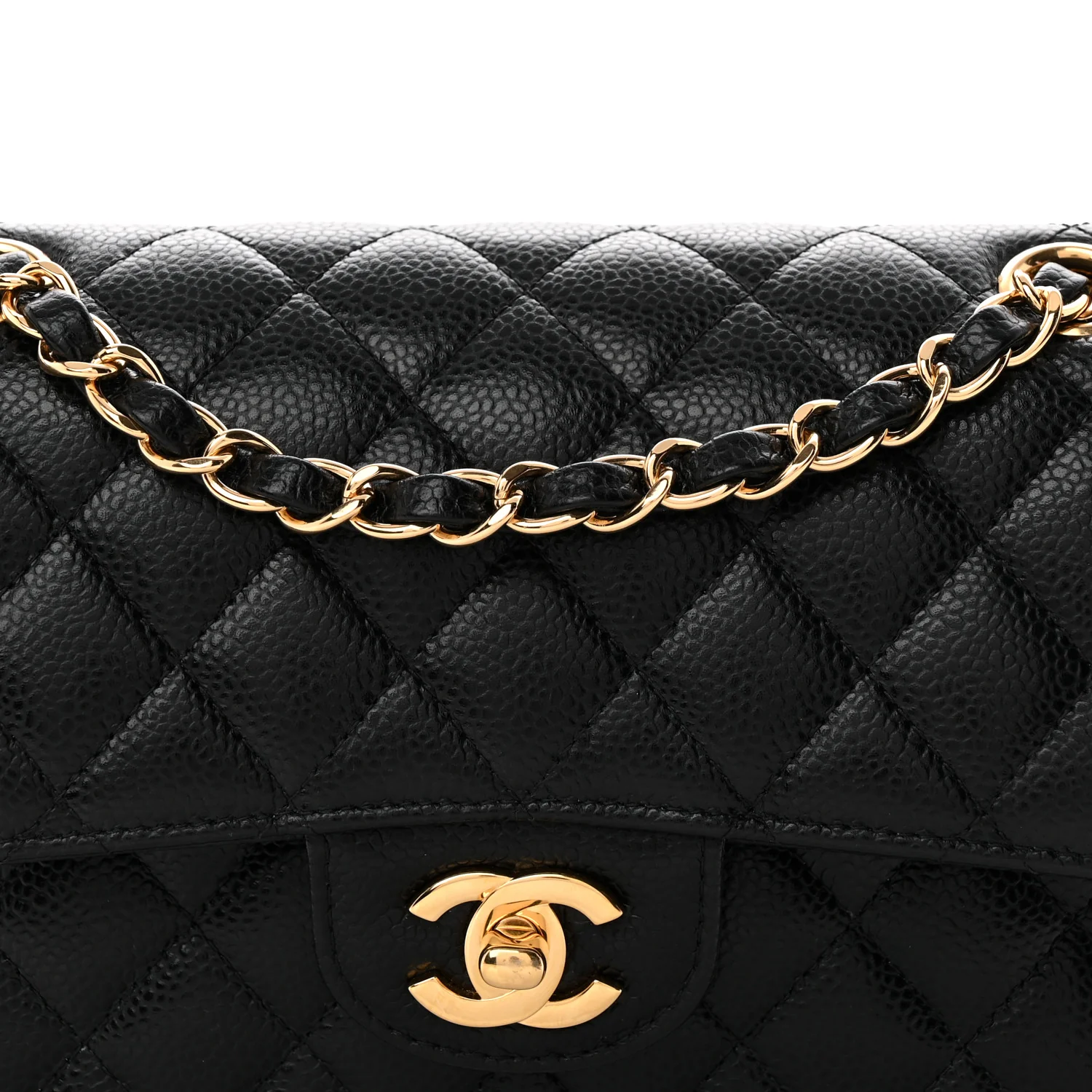 Caviar Quilted Small Double Flap Black - Top Club