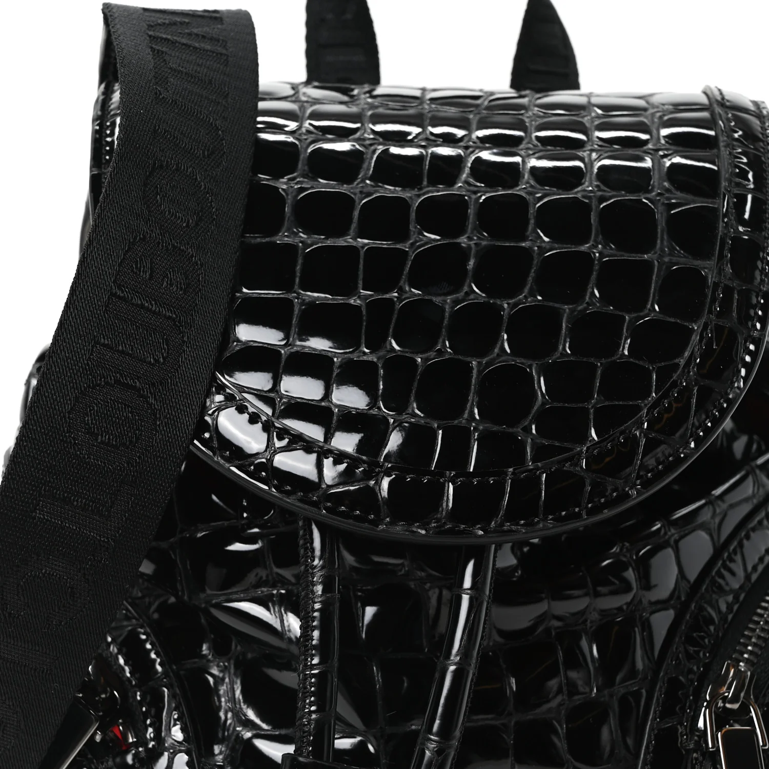 Calfskin Alligator Embossed Small Explorafunk Backpack Black - Top Club