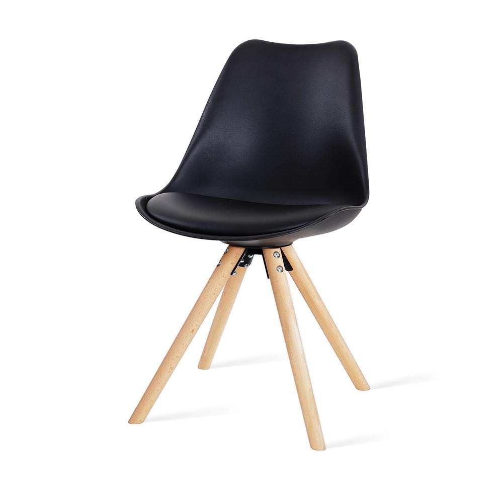 Eetkamerstoel Legno zwart - natural onderstel