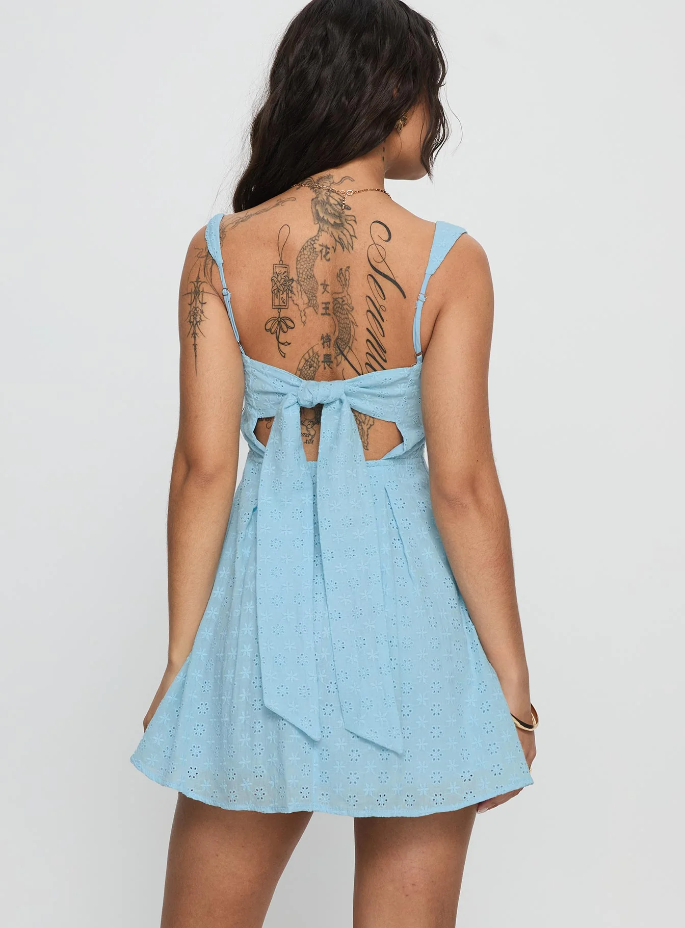 Xanthus Embroidered Mini Dress Blue