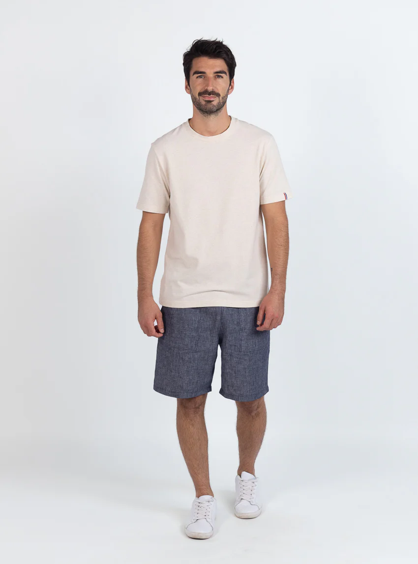 Tee-shirt homme en coton beige lin