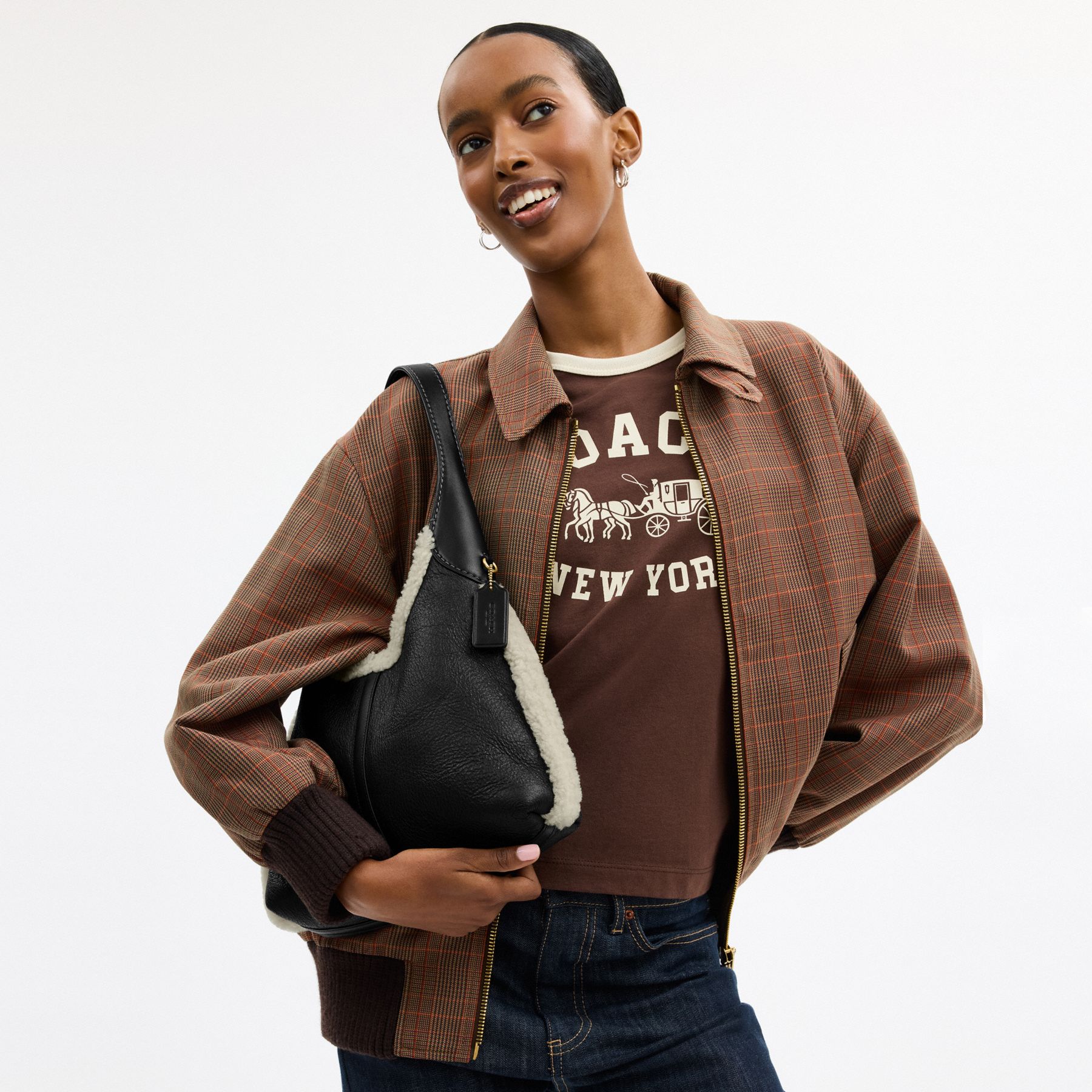 COACH BROOKLYN SHOULDER BAG 28 IN SHEARLING