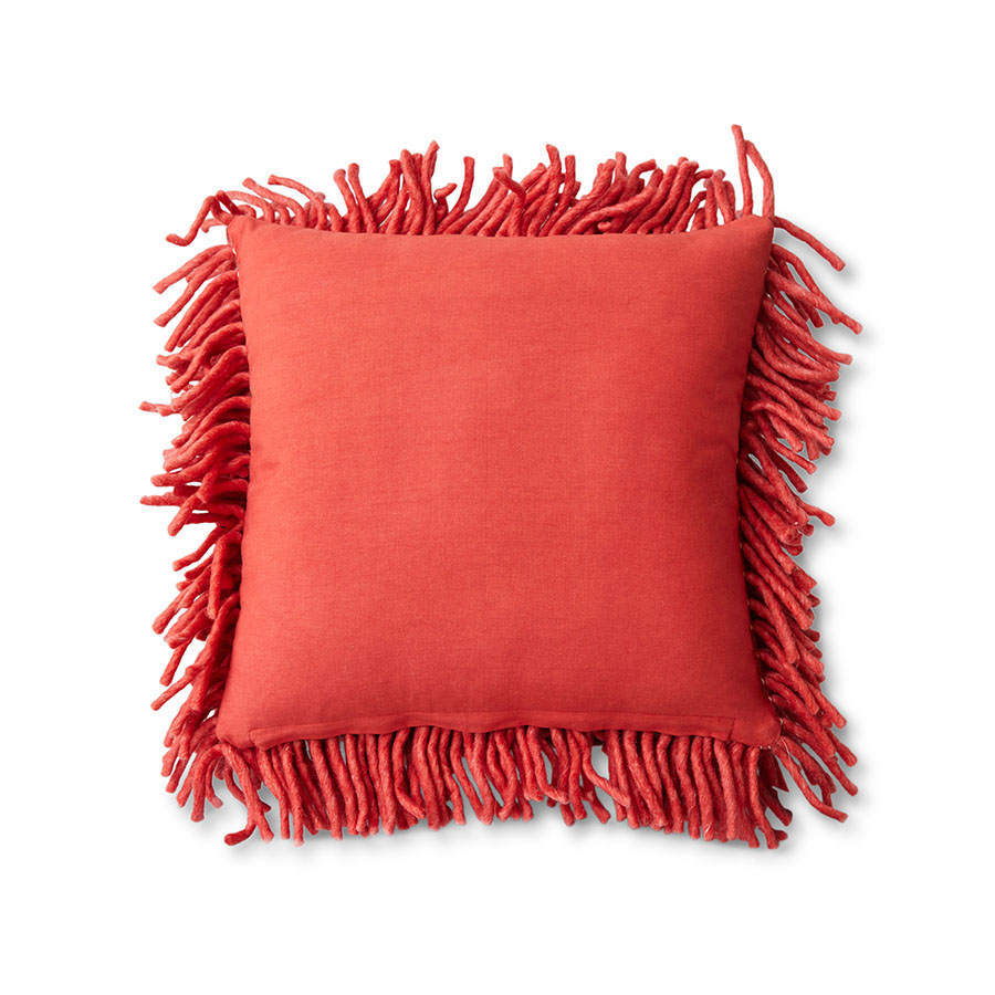 Sierkussen Rugged woolen cherry red 50x50 cm