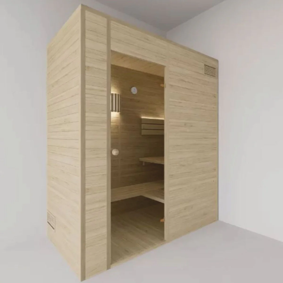 Luxury 2 person indoor sauna natural colors 200 x 100 x H. 190 cm