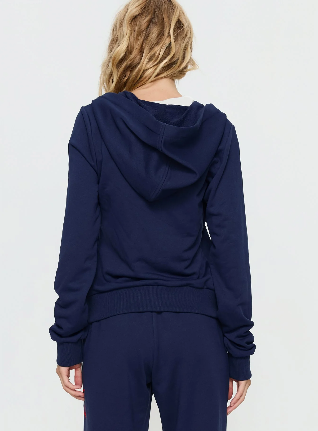 Kari Distressed Zip Through Top Navy Multi