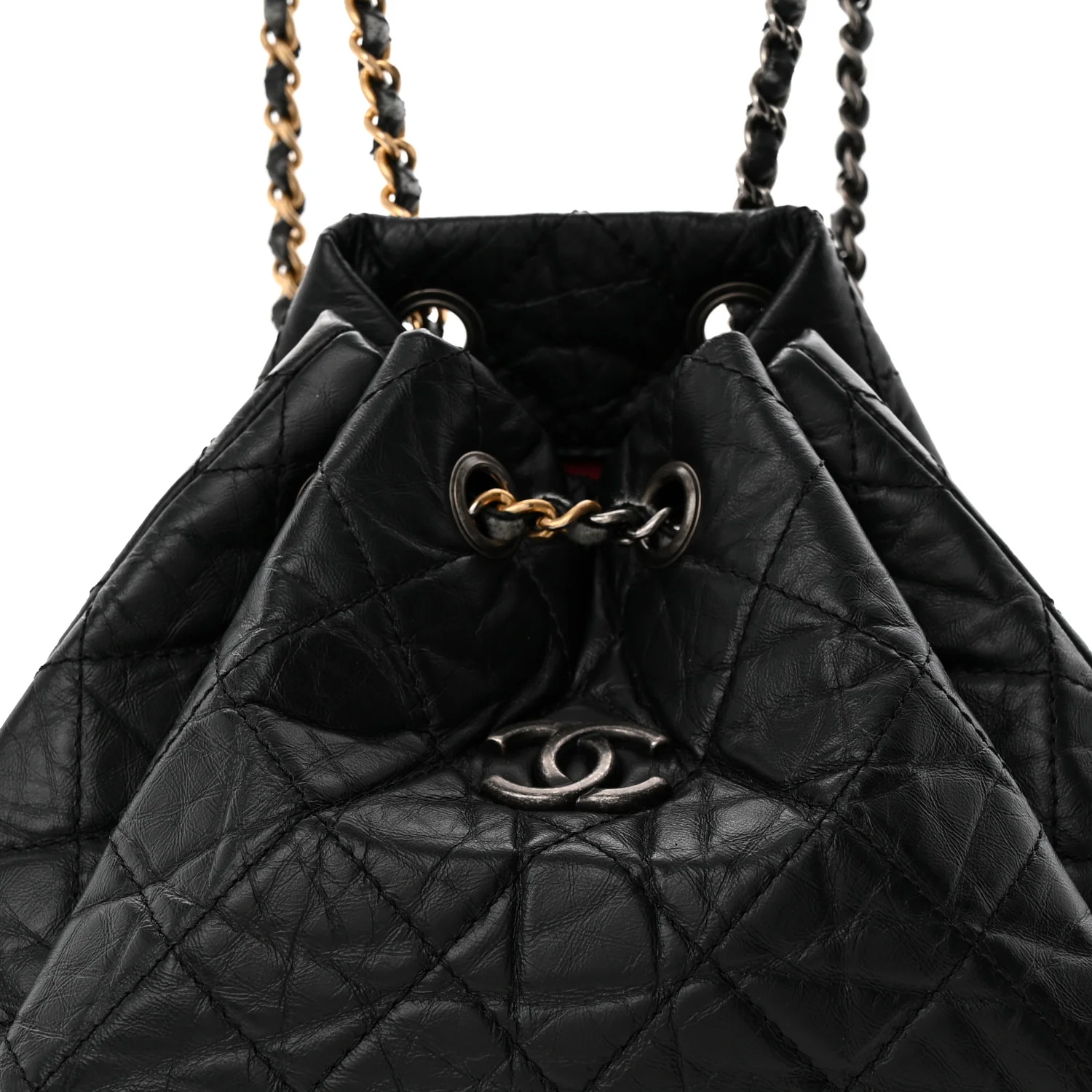 Aged Calfskin Quilted Small Gabrielle Backpack Black - Top Club