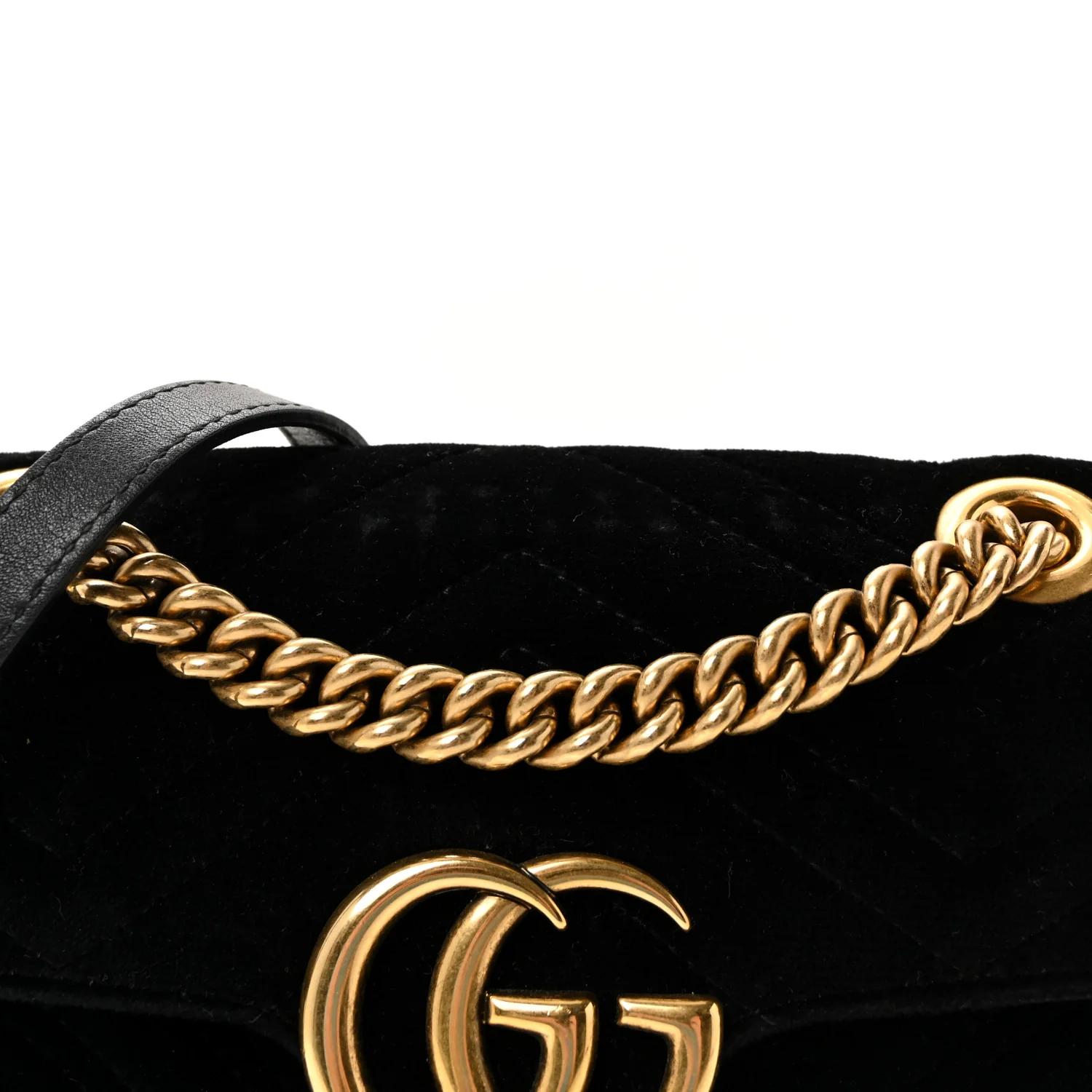 Velvet Matelasse Mini GG Marmont Shoulder Bag Black - Top Club